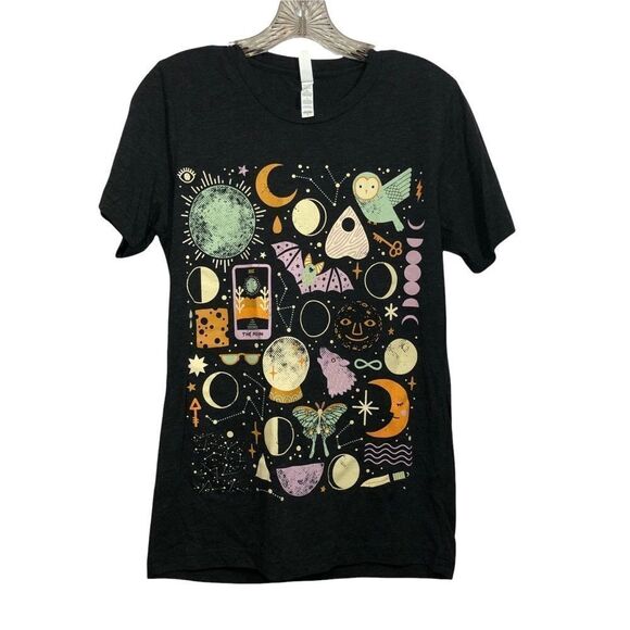 Graphic T Shirt with Owls, Sun, Moon and Other Designs - Picture 1 of 7